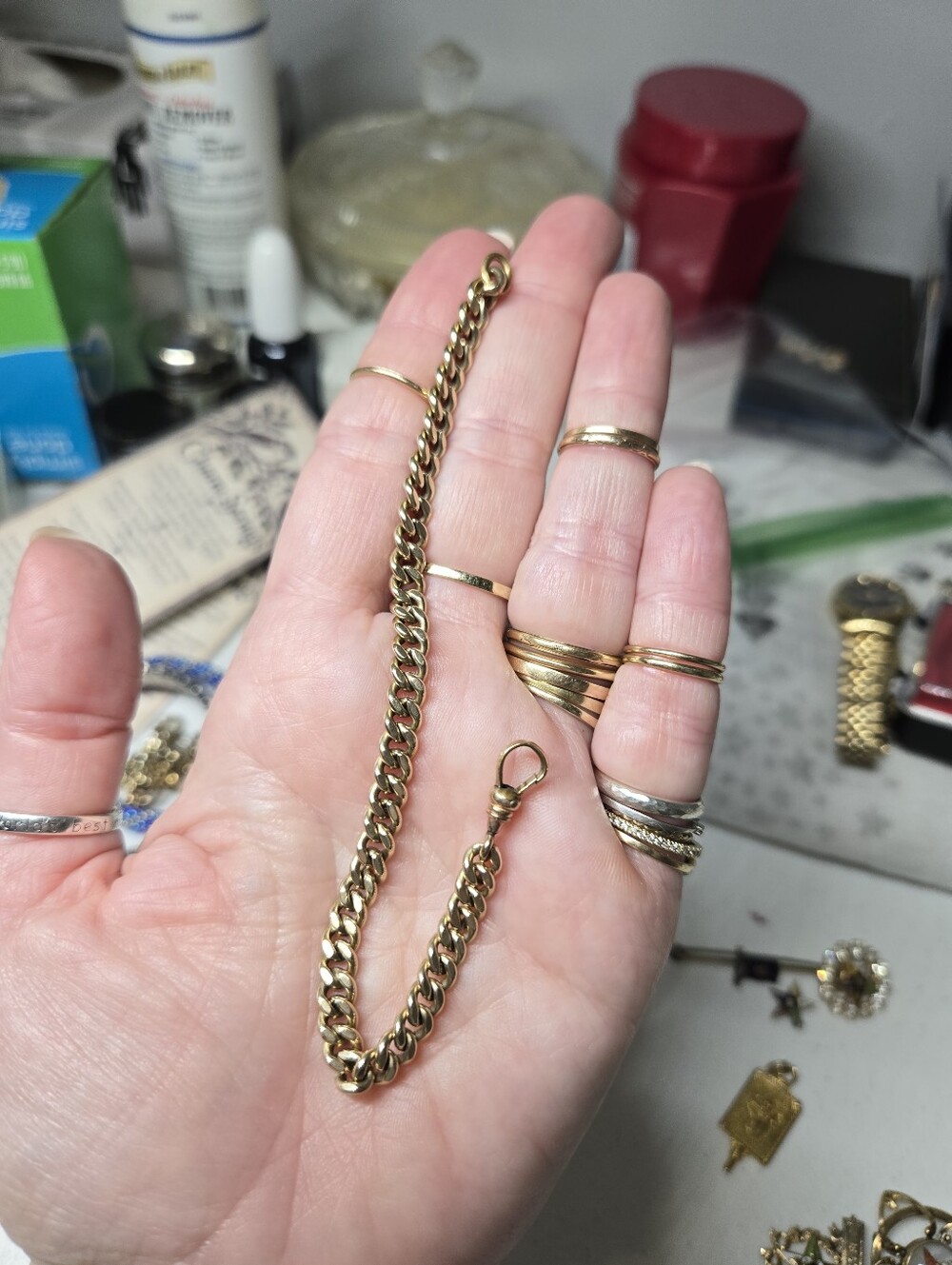 Vintage Gold Filled Curb Chain Watch / Bracelet